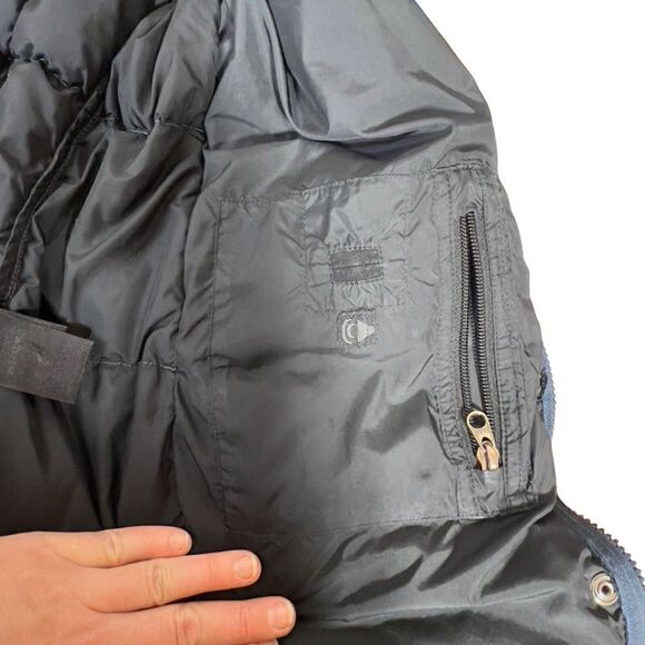 The North Face Down Puffer Jacket Women Blue Long Quilted Parka Small FLAWED - Picture 16 of 16